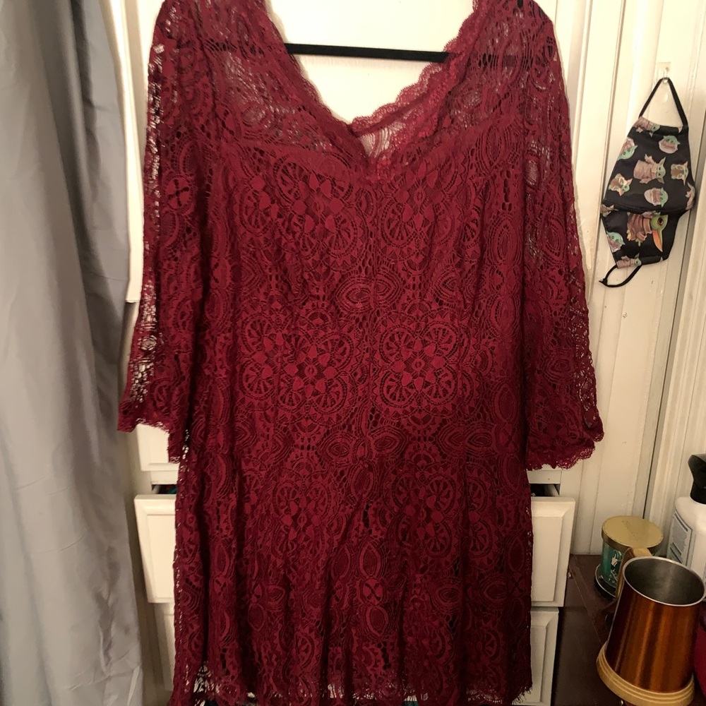 Lace vintage-style red/burgundy dress.